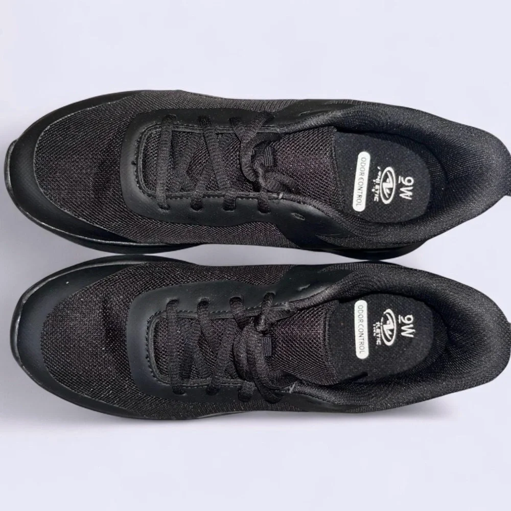 Athletic Works Black Mesh Lace Up Jogger Sneakers 👟 Size Women’s 9 WIDE WIDTH